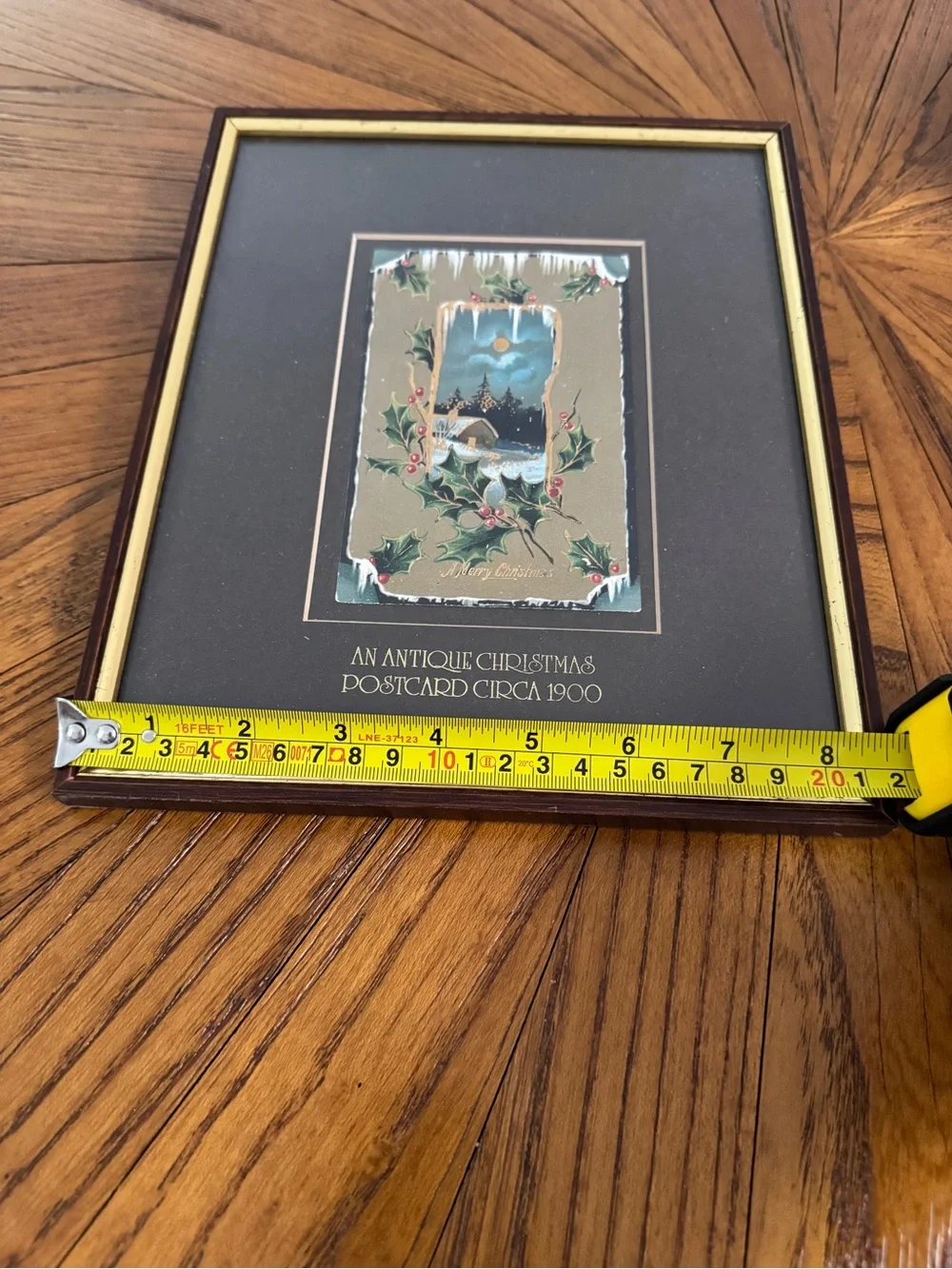 Framed Antique Christmas Postcard Circa 1900 from England